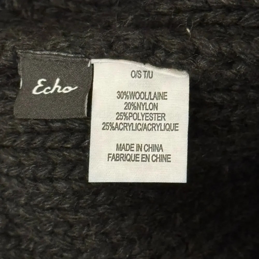 New Echo Wool Blend Taurus Zodiac Pom Pom Beanie Black Colorful Ski Retro